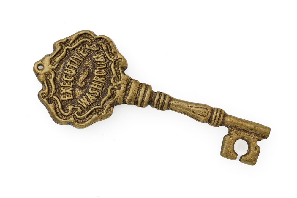 Executive Washroom Key Solid Brass Novelty Ornament Rare Excellent Condition