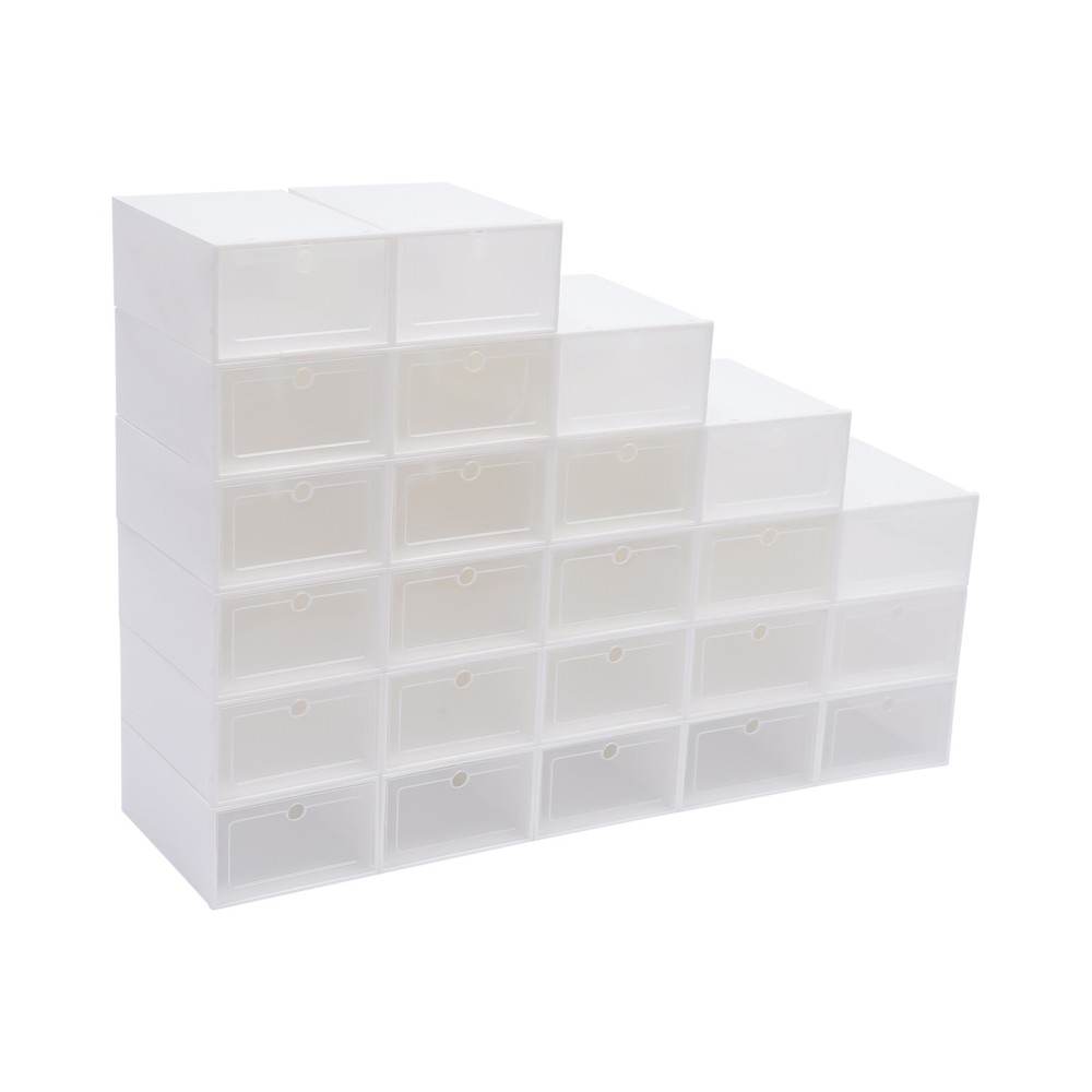 24pcs Shoe Box Stackable Shoe Storage Organizer Sneaker Container Clear