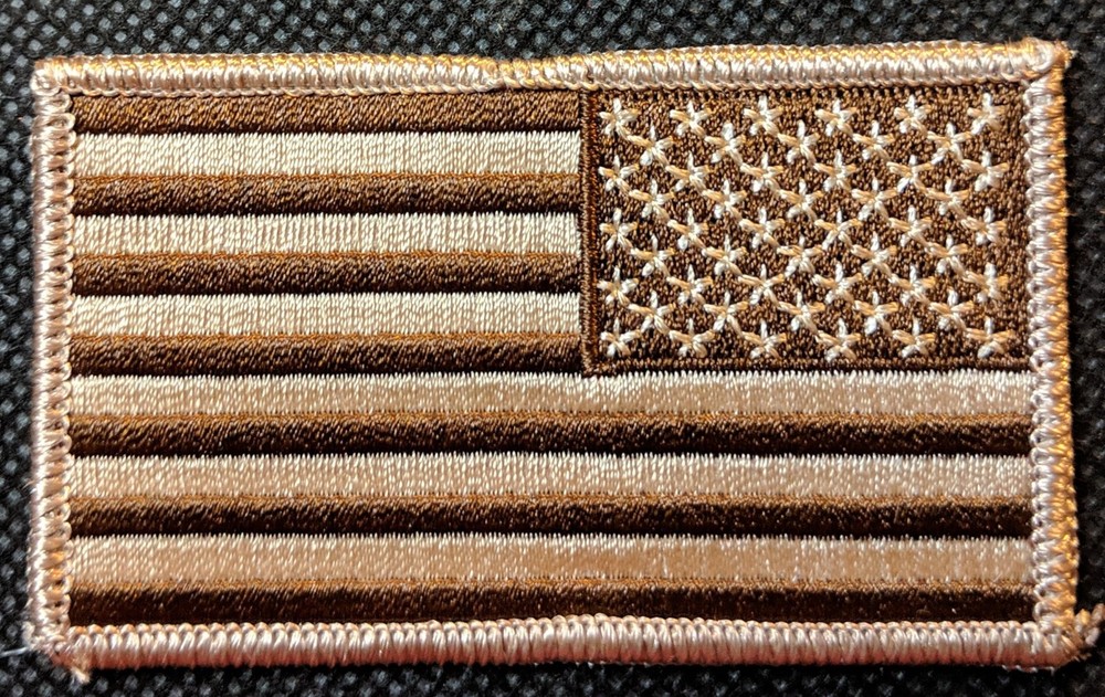 American Flag Reverse Desert Tan Embroidered Biker Patch