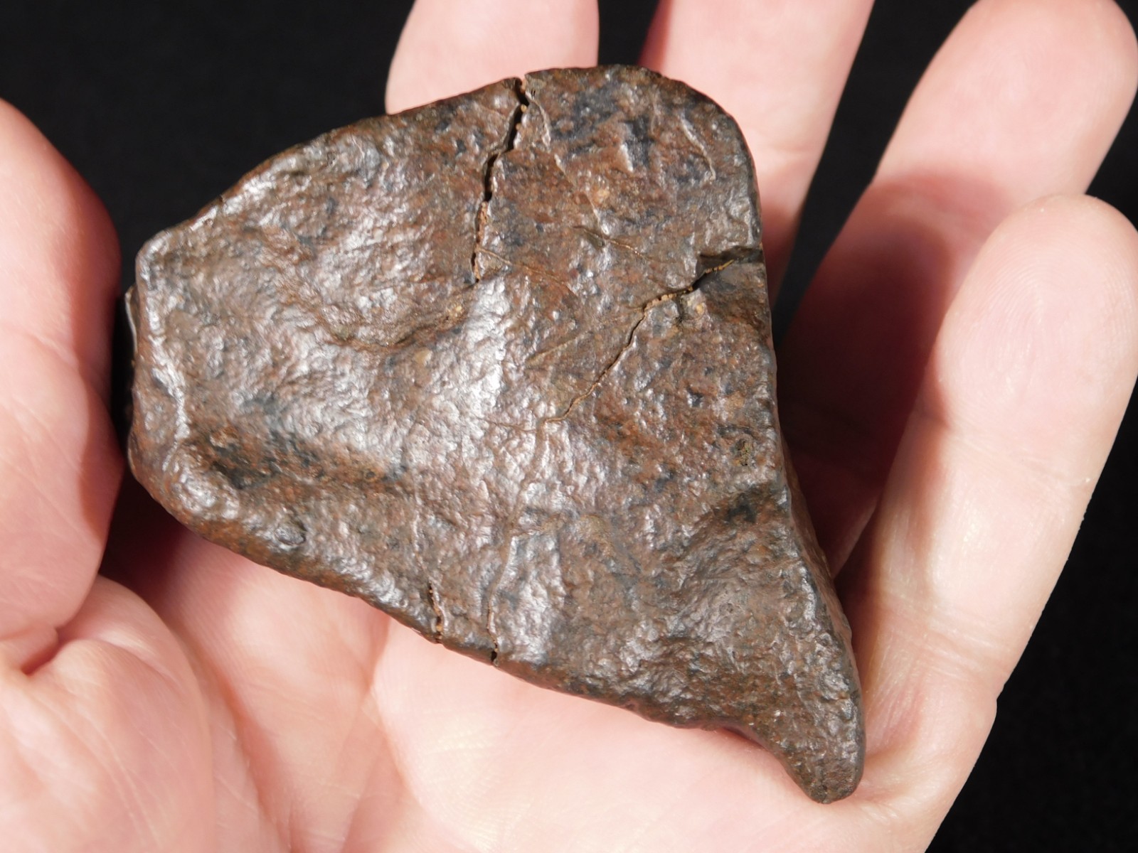 Larger! Stony METEORITE with DARK Fusion Crust and REGMAGLYPTS Libya 251gr