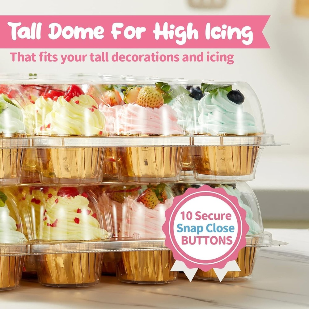 24 Pack x 10 Sets Stackable Cupcake Carrier Holders with 240 Pack Cupcake Lin...