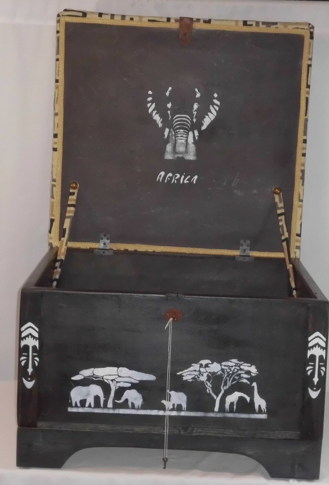 Ebony Ottoman/ Storage Box ( Primitive)