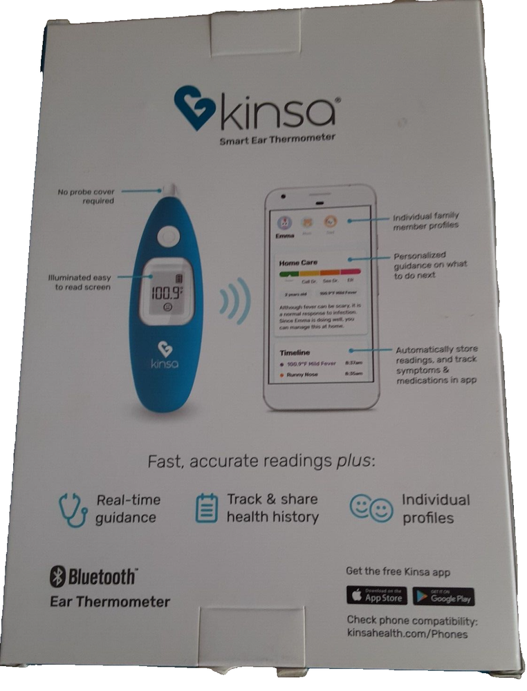 New (Other). Kinsa Bluetooth Smart Ear Thermometer!