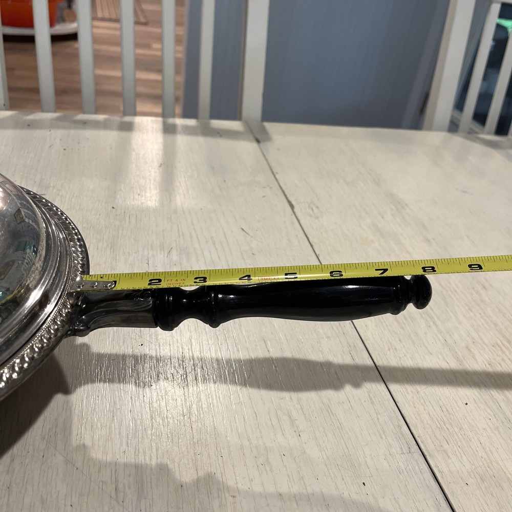 Silverplate Covered Serving Dish 3 Pc.~Pyrex Vintage Wood Handle~EUC~RARE￼