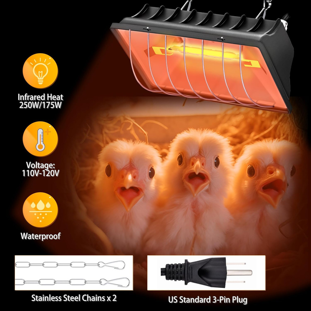 Chicken Brooder Heater Lamp 250W Brooder Heating Plate for Chicks Hanging Light