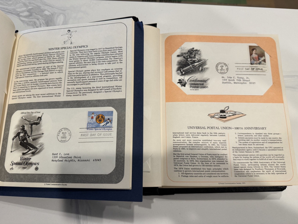 100 FDC 1970'S 1980'S US POSTAGE STAMPS 2 ALBUMS ADDRESSED PRISTINE VARIETY