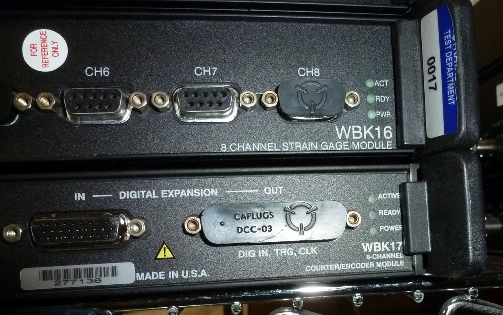 Stack of 3 IO TECH modules WBK16 WBK17 strain gage counter encoder