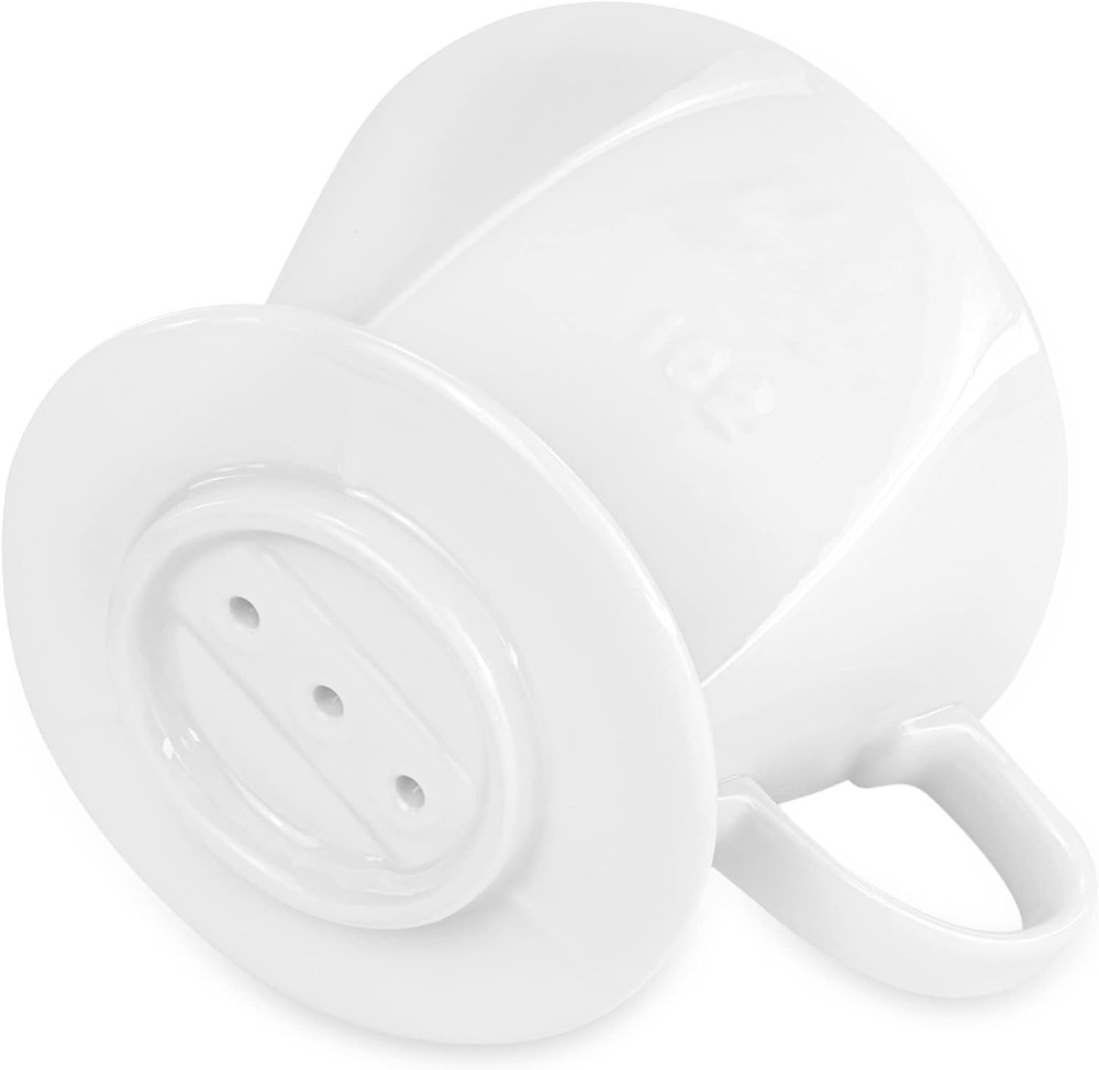 Pour over Ceramic - Coffee Dripper Ceramic Coffee Maker with 3 Holes Flat Bottom
