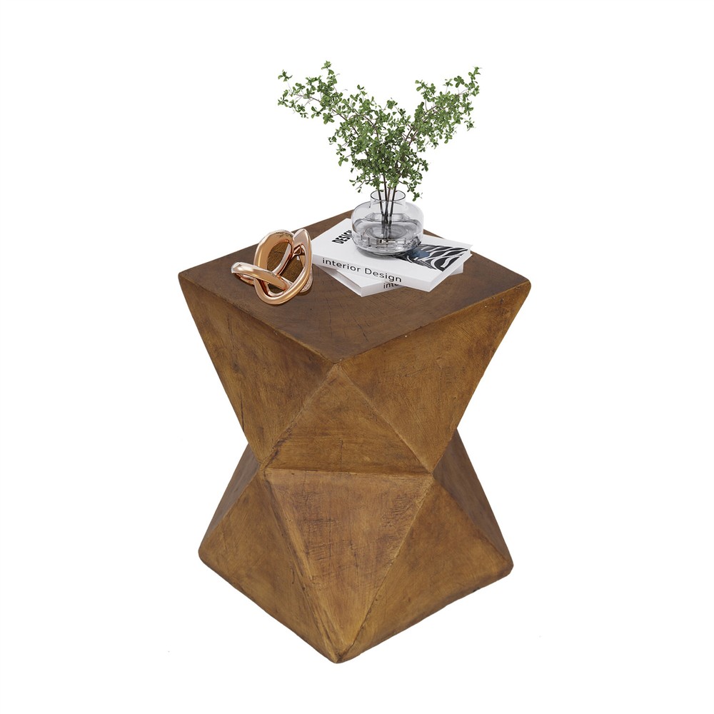 Concrete Side Table Outdoor Patio End Table Rustic Brown Accent Table Lightweigh
