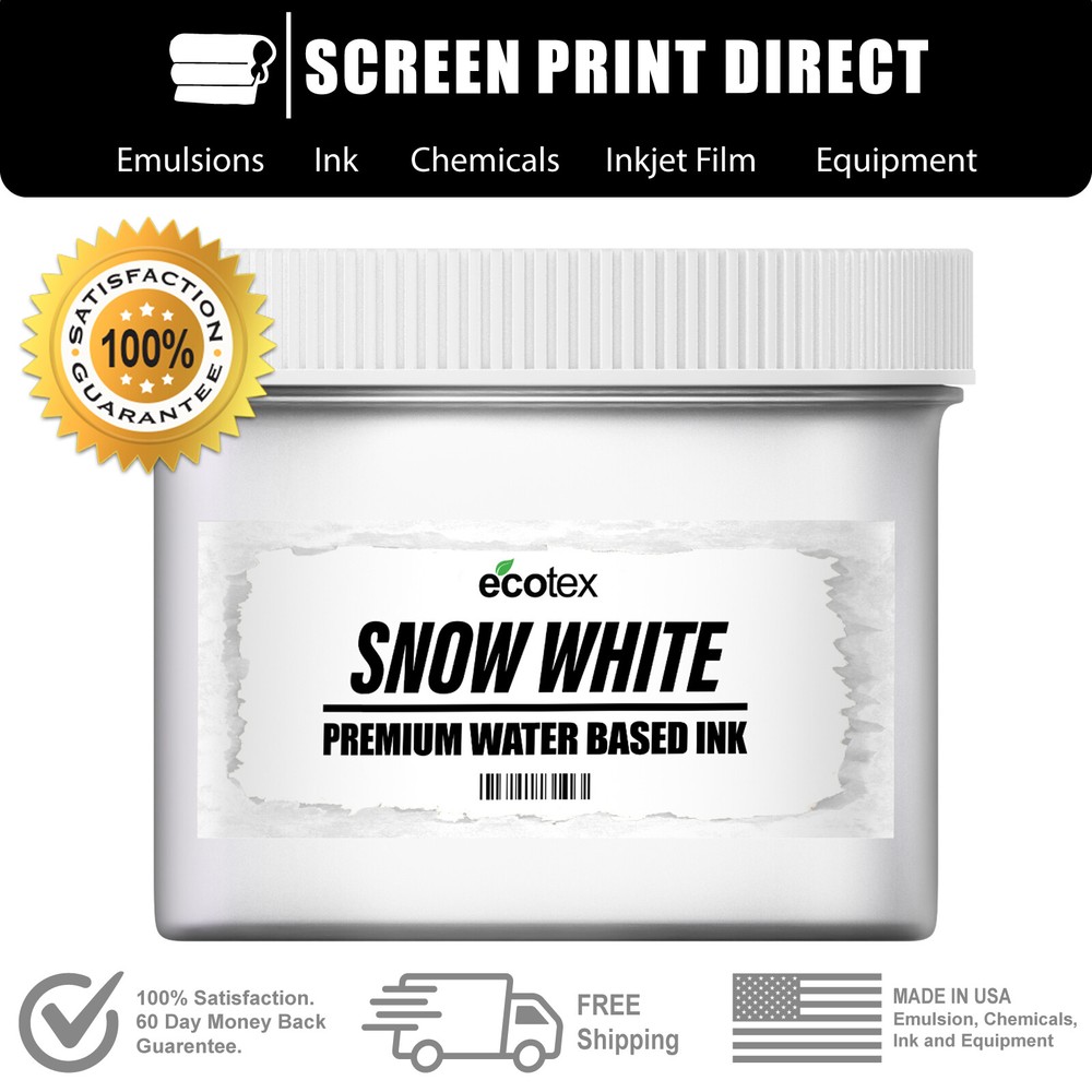 Ecotex® Snow White Water Based Ready to Use Ink- ALL SIZES
