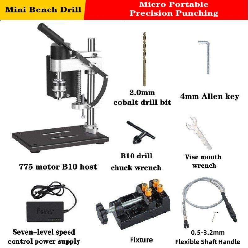 Small Bench Drill Desktop Portable Stand Desktop Precision Drilling Machine Tool