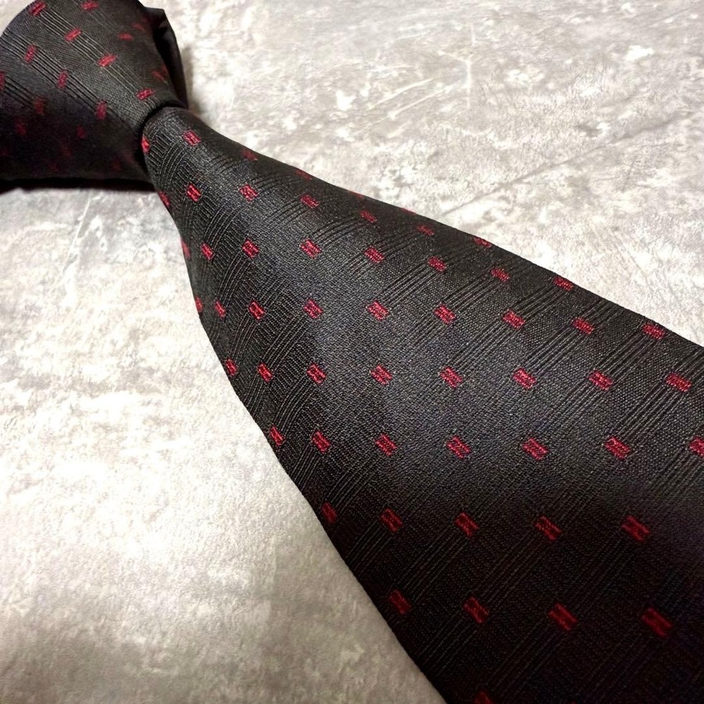 HERMES Tie Black Fasone H Pattern