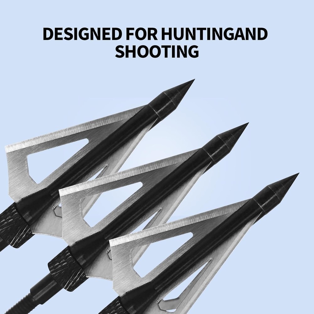 16Pcs 100Grain 3Blade Hunting Archery Broadhead Compound Bow Fixed Arrowhead Tip