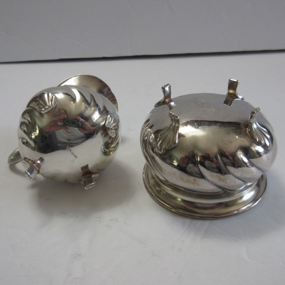 Vintage ) T.M. 60 GR Silverplate Silver Cream and Sugar Set - Norway? - 143.0 gr