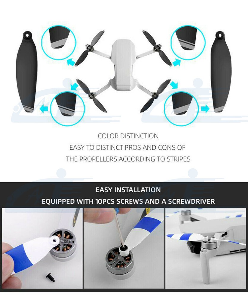 16pc Silver Low-Noise Propellers Foldable Drone Props Blades for DJI Mavic Mini