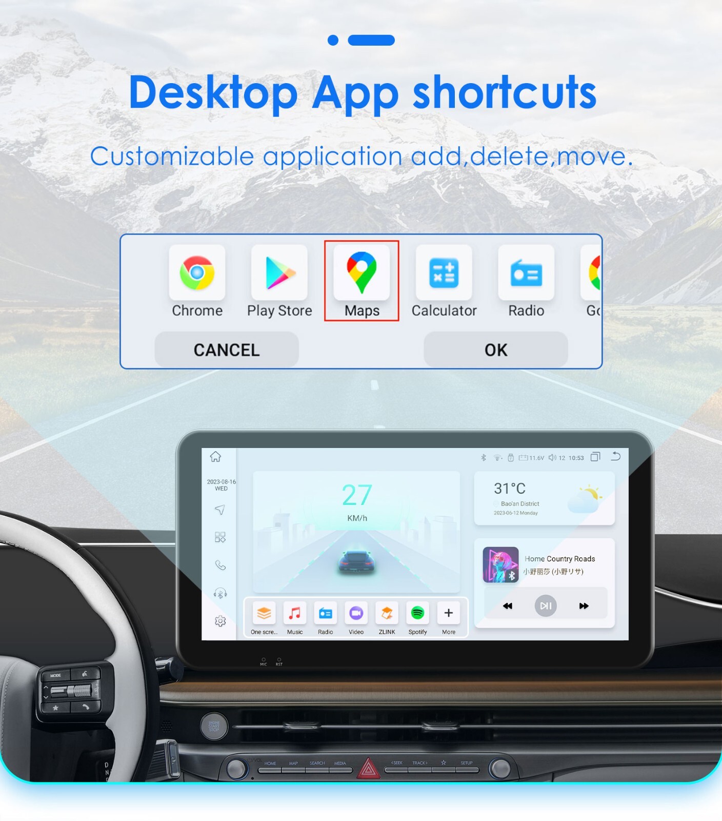 10.33” 6+64GB Android 8Core Single 1 DIN Apple Carplay Car Stereo Radio GPS DSP