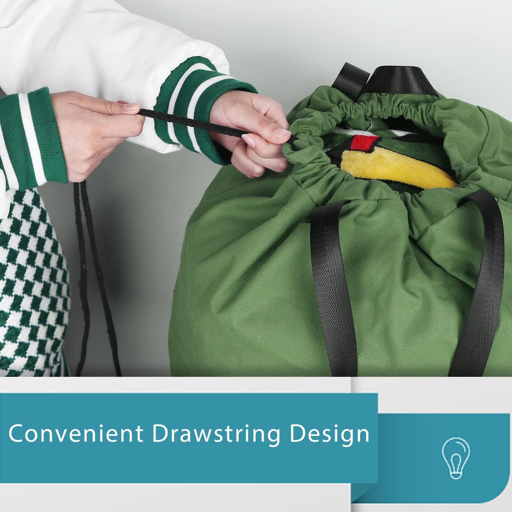 Extra Large Canvas Laundry Bags with Handles & Drawstring Closure, Heavy Duty Te