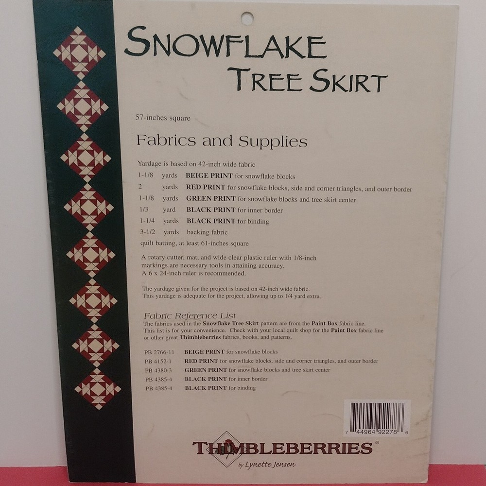 Snowflake Tree Skirt Quilt Pattern Thimbleberries By Lynette Jensen Leaflet