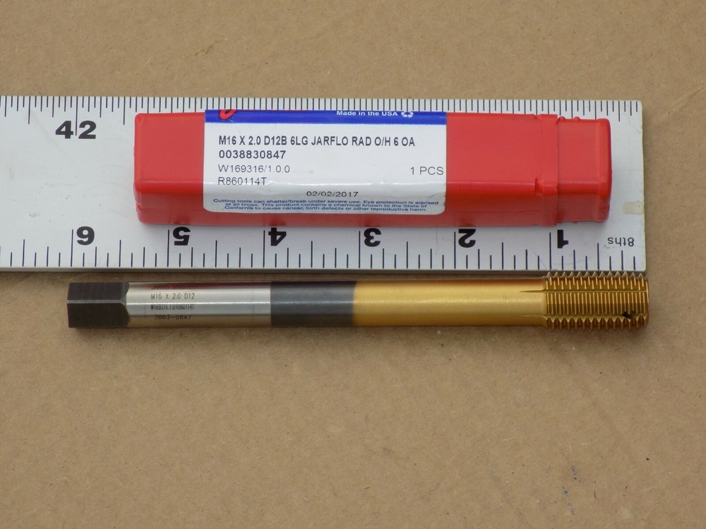 M 16 x 2.0 16 mm Thread Forming Tap 6" OAL Jarvis