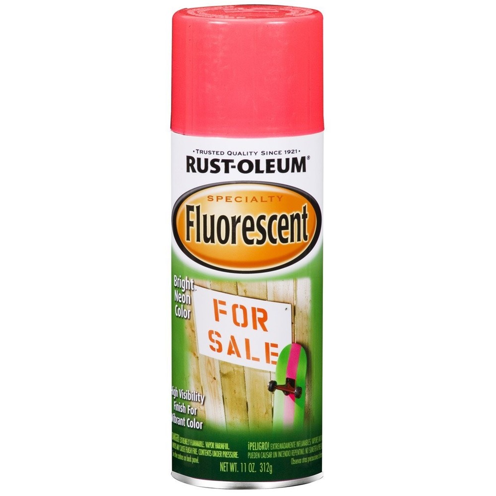 Rust Oleum Fluorescent Spray Paint 11Oz Bright Pink Neon Fast Drying High Vis...