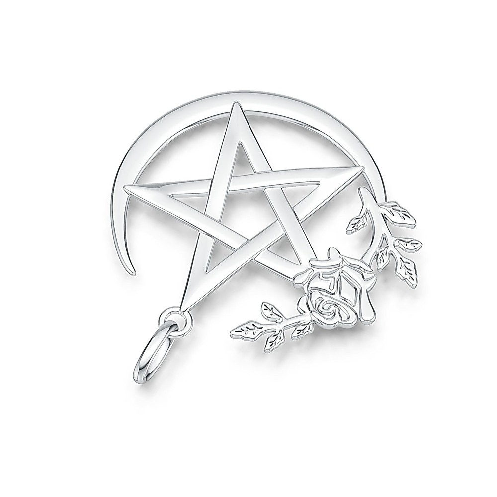 Sterling Silver Pendant Rose Pentacle Theme Solid