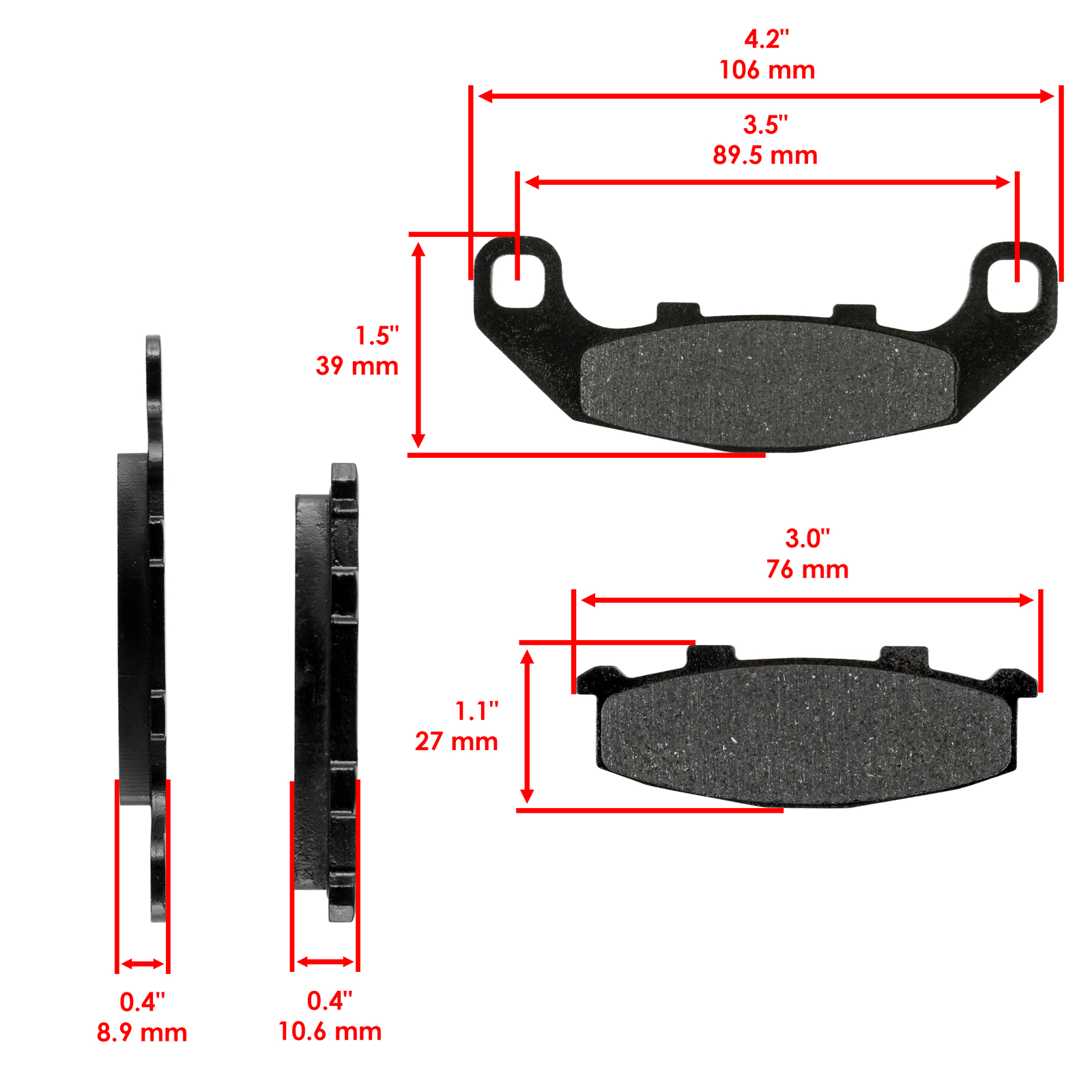 Front & Rear Brake Pads for Kawasaki EX250 Ninja 250R 1987-2007