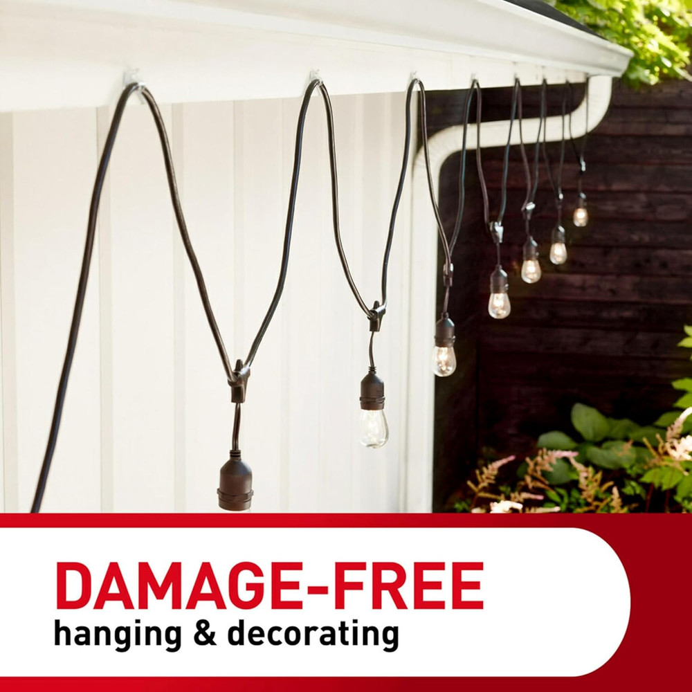 Command Outdoor Light Clips,20 Clear Clips and 24 Command Strips,Damage-Free Han