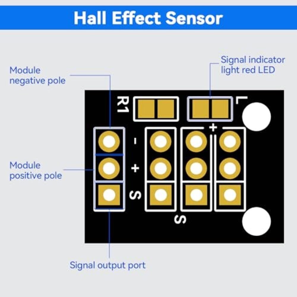 20pcs Hall Effect Sensor Module KY-003 Compact 18.5x14.6mm Black Design