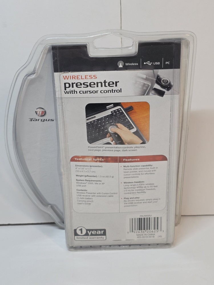 Targus Wireless Presenter With Laser Pointer & Cursor Control - Brand New