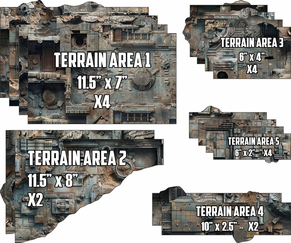 Terrain Area Footprints - Complex - Compatible w/ Warhammer 40K 11th Ed