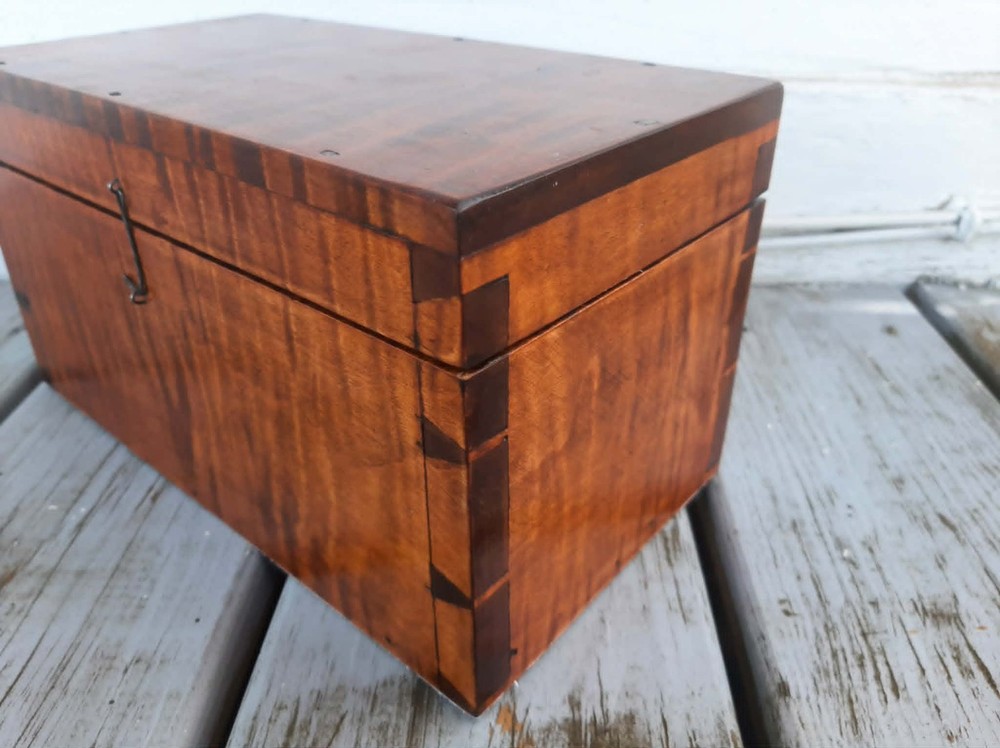 Antique REPRO 19th Tiger Maple Document Box