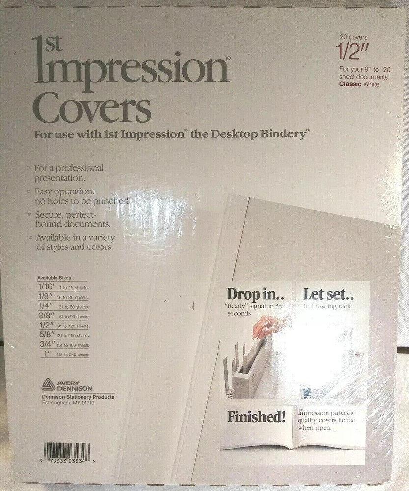Avery Clear Plastic Covers for sheets 1st Impression Desktop 1/2" Classic New