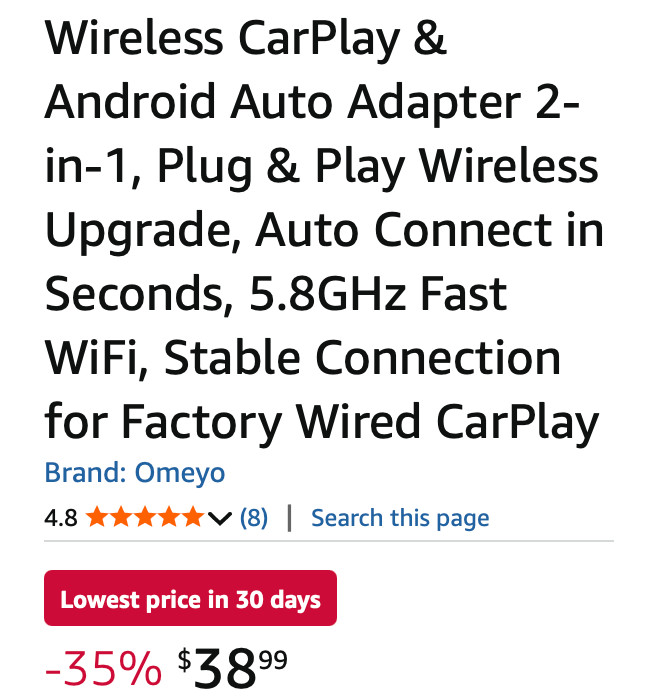 Wireless CarPlay & Android Auto Adapter 2-in-1, Plug & Play Wireless Upgrade
