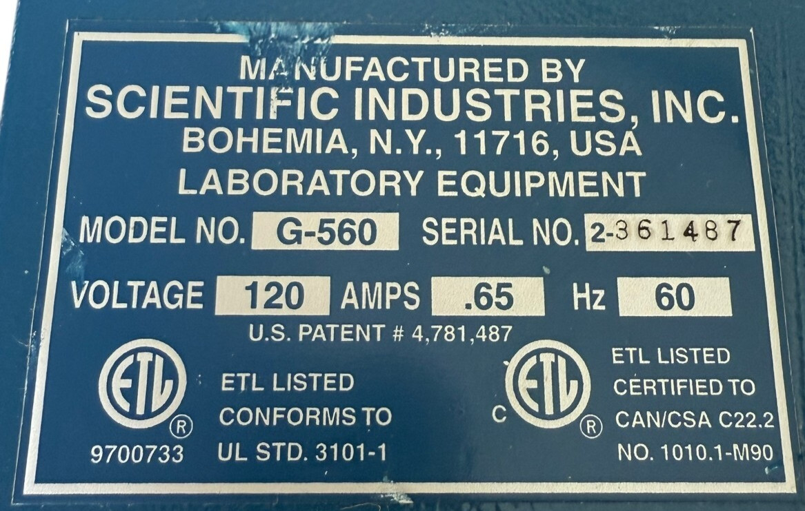 (G560) Vortex-Genie SI-0236 2 Shaker, 600 to 3200 RPM /Vortex-Genie -G560