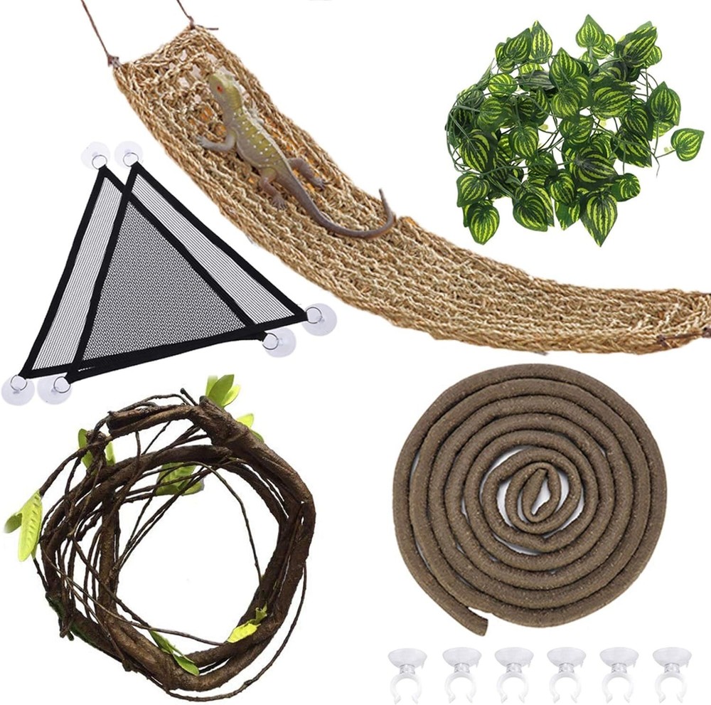 Artificial Branch and Hammock Combo for Reptile Terrarium Decor