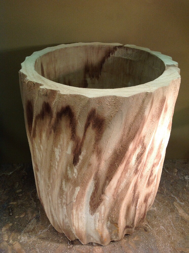 Solid Handmade Texture Wood Planter With Removable Waterproof Liner 15"tall