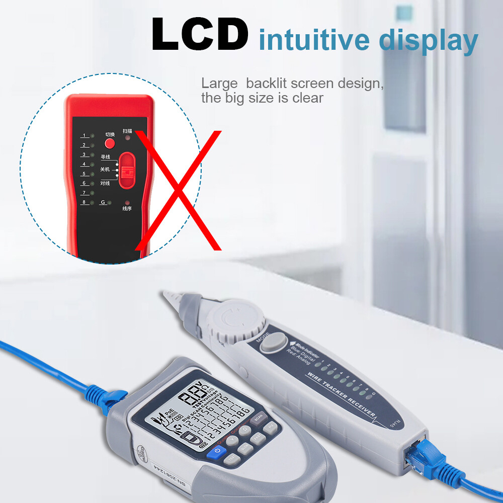 Handheld Portable Network Cable Tester LCD Large Screen Display Digital V8M3