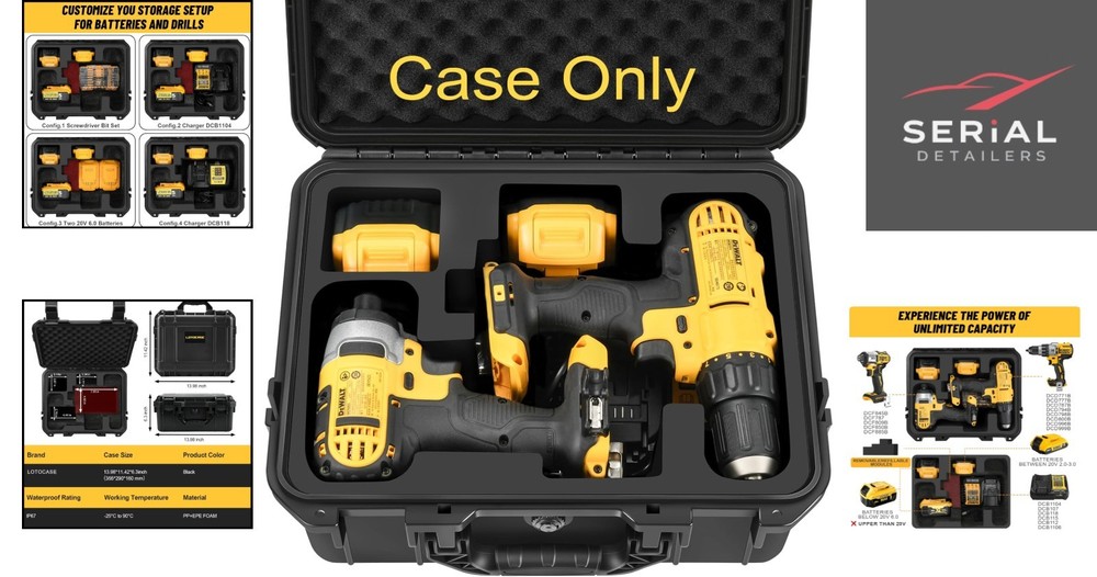 Impact Drill Driver Case for Dewalt: Waterproof Tool Box for Dewalt 20V Tools...