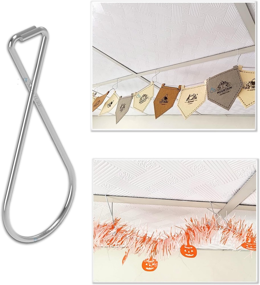 100 Pack Drop Ceiling Hanger Hooks Hanging on Suspended Ceiling Tile