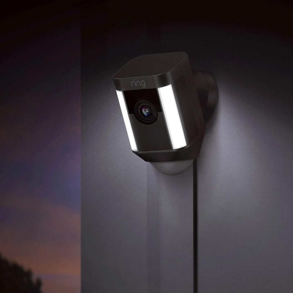 Ring Spotlight Wired Security Camera with Motion Detection & Night Vision Black