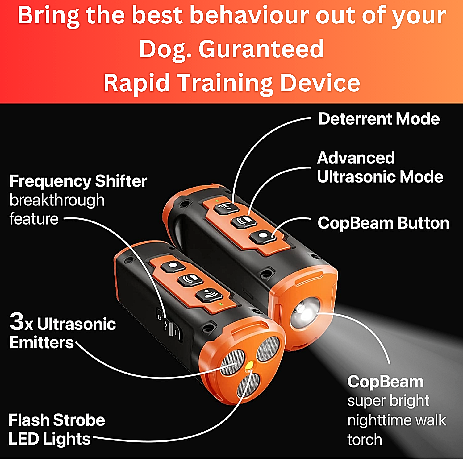 Niche Brands 50Ft Dog Bark Deterrent Devices W/3X UltraSonic Emitters | No Bark