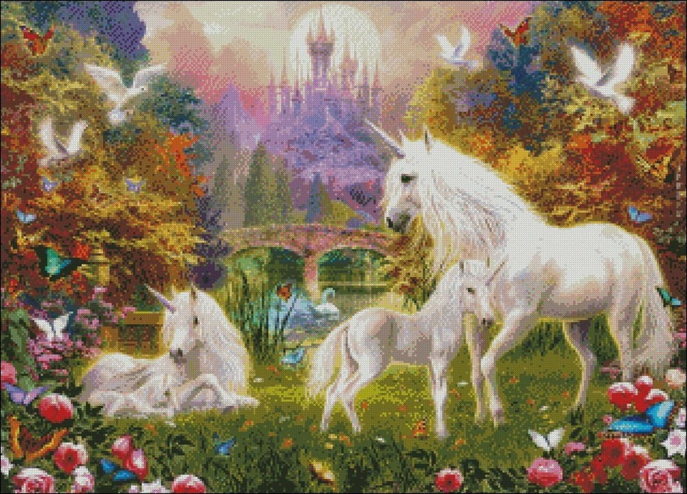 Counted Cross Stitch Pattern Embroidery Chart Needlework DIY-Unicorns 11