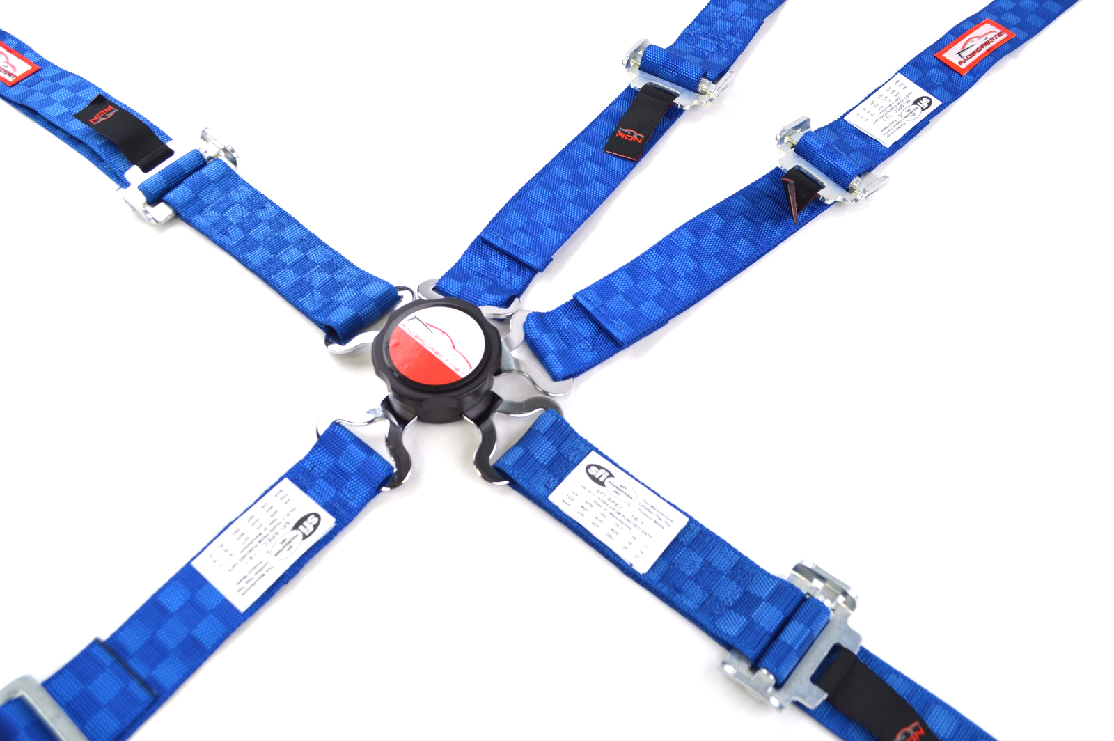 QUARTER MIDGET RACE HARNESS 5PT 2" SFI 16.1 UNIVERSAL CAM LOCK BLUE CHECKERBOARD