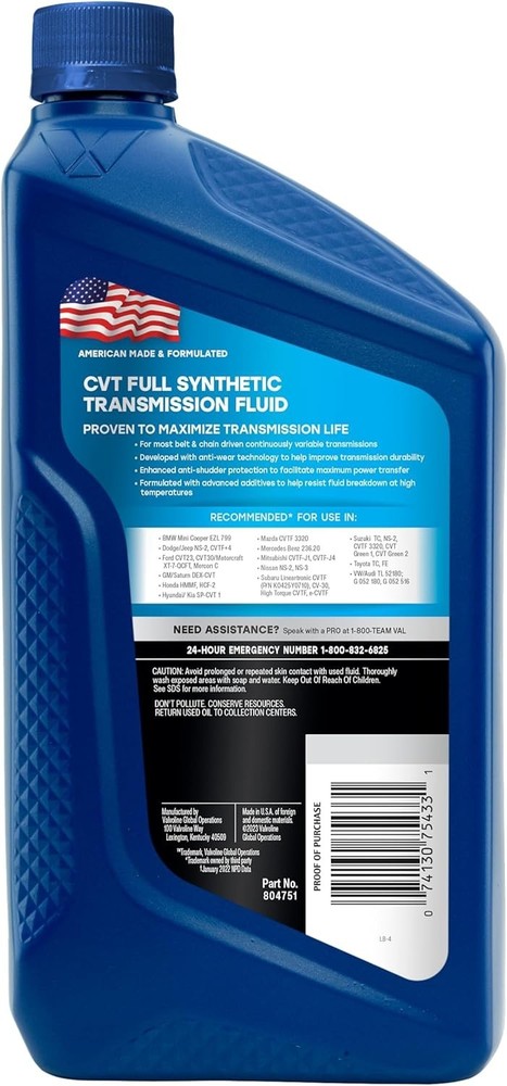 CVT Full Synthetic Continuously Variable Transmission Fluid 1 Quart