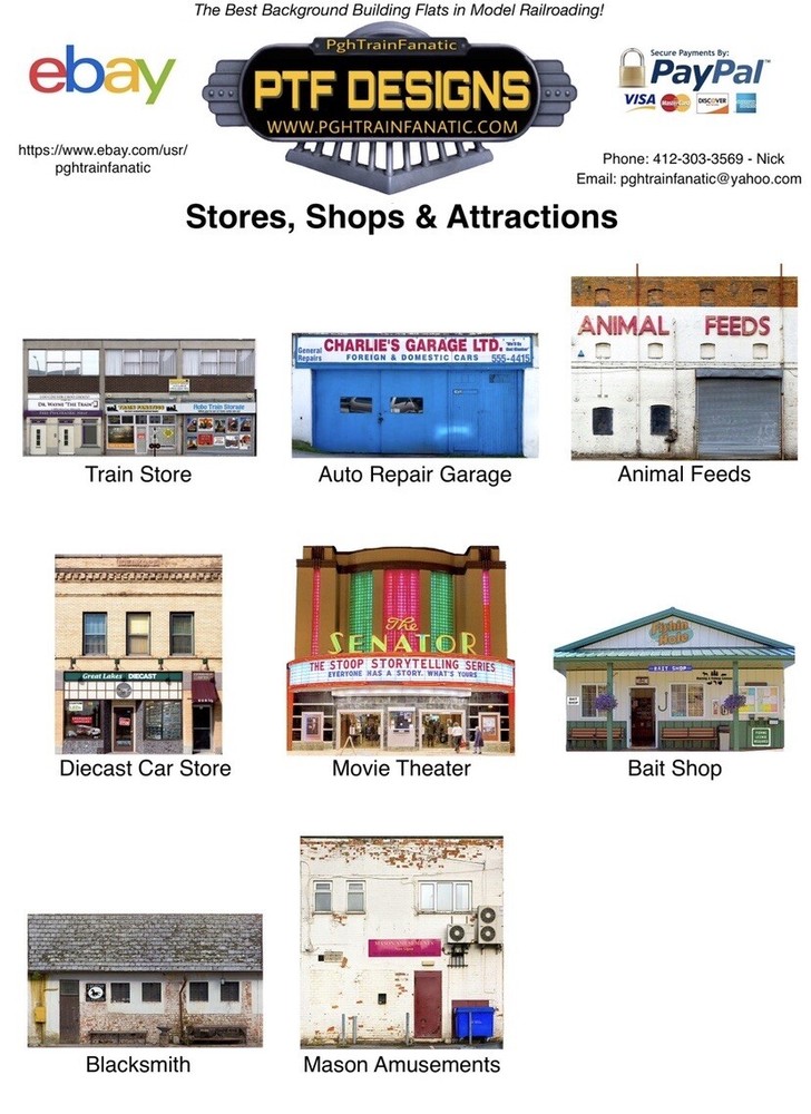 HO Scale ANTIQUE STORE - Building Flat/ front w/LED - scratch built