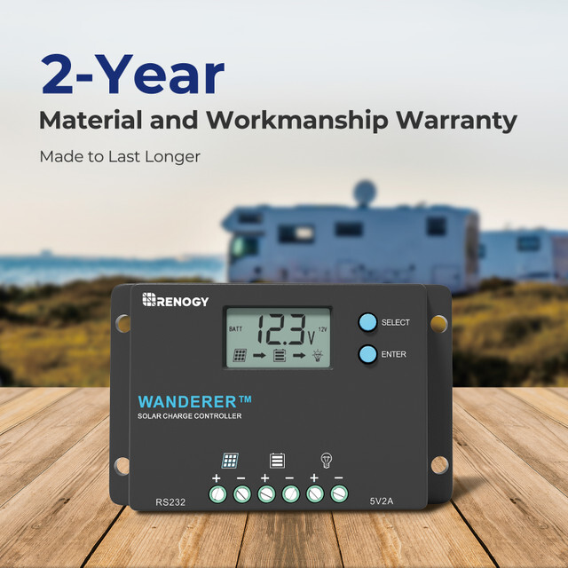 Renogy Wanderer 10A Solar Charge Controller Common Negative Battery Regulator