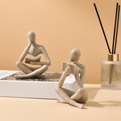 Style-A Beige, Creative Abstract Thinker Bookend for Home Reader-beige-a