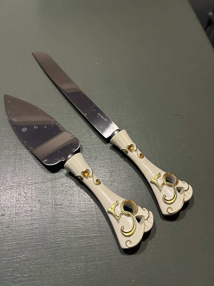 50th Wedding Anniversary Serving Set - includes cake knife and server