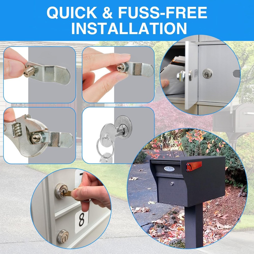 Mailbox Lock Replacement - Universal Mailbox Locks with 4 Keys - Easy to Install