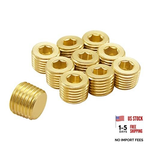PCS Male Brass Pipe Plug Fitting Internal Hex Thread Socket Pipe 1/8" NPT 10